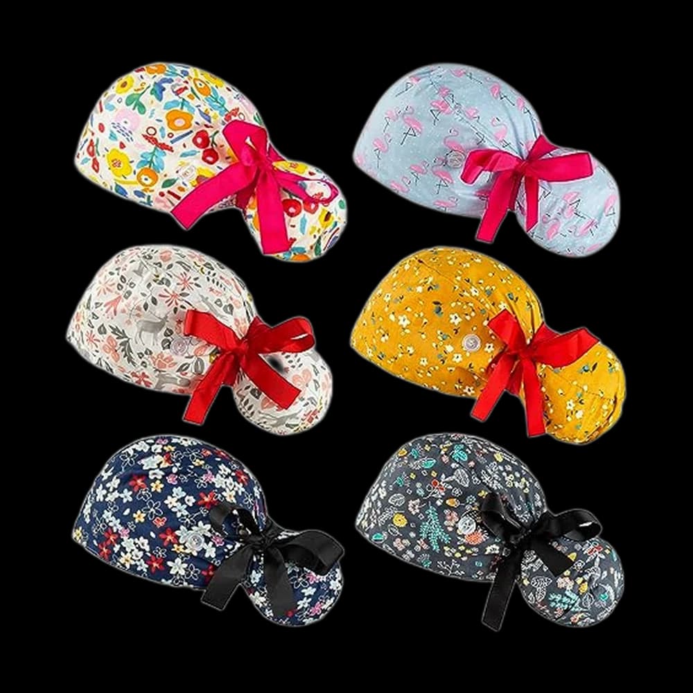 YEAJOIN Ponytail-Pouch Bouffant Scrub Caps
