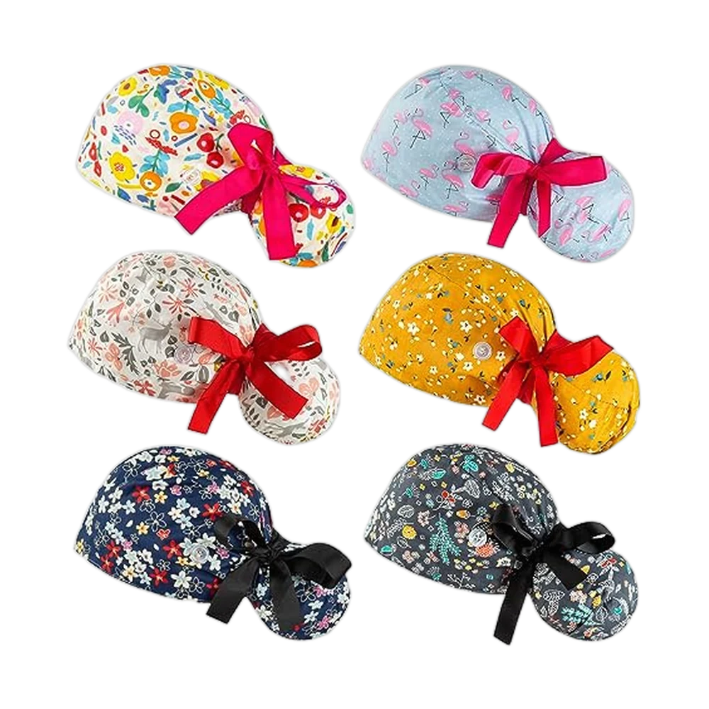 YEAJOIN Ponytail-Pouch Bouffant Scrub Caps